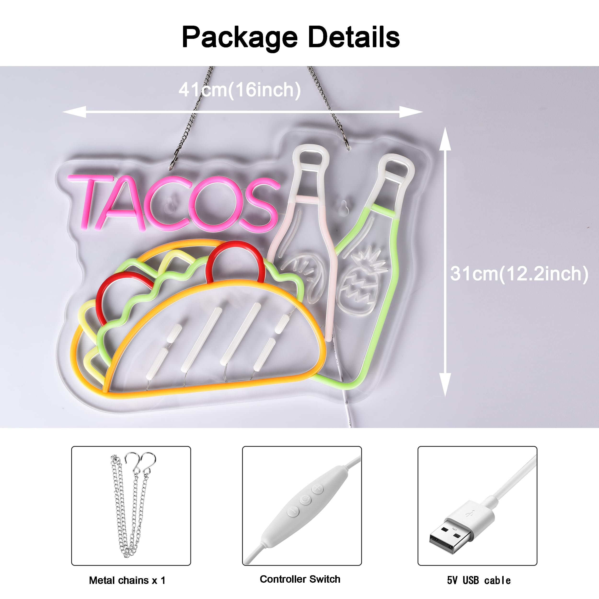 TACOSネオンライト LEDサイン USB タコス看板 店舗用 Amazon | CNBEYOUNG TACOS ネオンサイン 店舗用LED NEON SIGN 店